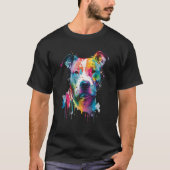 Farbiger Grubenbull Terrier Hund Liebe oder Vater T-Shirt (Vorderseite)