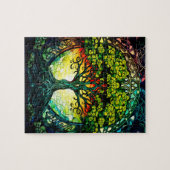 Farbiger grüner keltischer Baum des Lebens Puzzle (Horizontal)