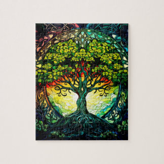 Farbiger grüner keltischer Baum des Lebens Puzzle