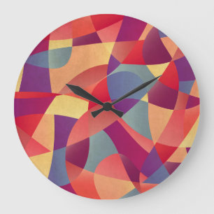 Farbiger Grunge: Geometrischer Dreiecke Hintergrun Große Wanduhr