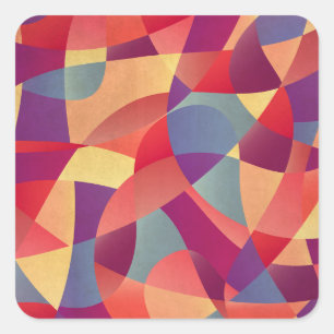 Farbiger Grunge: Geometrischer Dreiecke Hintergrun Quadratischer Aufkleber