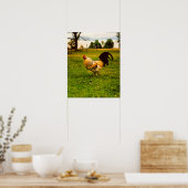 Farbiger Hahn Farmleben Foto Poster (Küche)