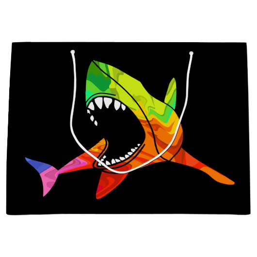 Farbiger Hai Große Geschenktüte (Vorderseite)