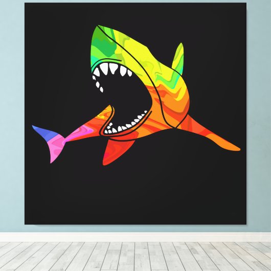 Farbiger Hai Leinwanddruck (Insitu (Holzboden))