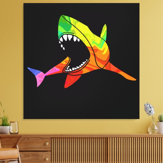 Farbiger Hai Leinwanddruck (Insitu (Wohnzimmer))
