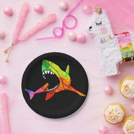 Farbiger Hai Pappteller (Party)
