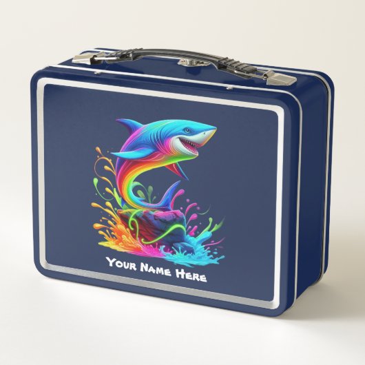 Farbiger Haifisch Metall Brotdose (Rückseite)