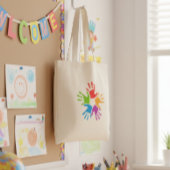 Farbiger Handabdruck-Kunst-Totebeutel Tragetasche