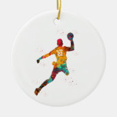 Farbiger Handballspieler Keramik Ornament (Vorne)