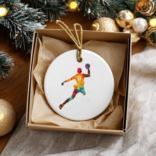 Farbiger Handballspieler Keramik Ornament