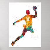 Farbiger Handballspieler Poster (Vorne)