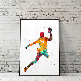Farbiger Handballspieler Poster