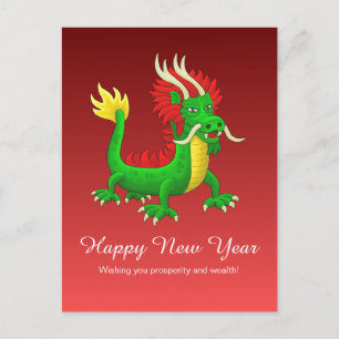 Farbiger handgezeichneter chinesischer Drache Feiertagspostkarte