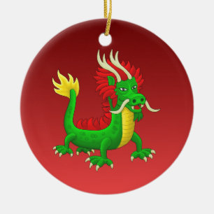 Farbiger handgezeichneter chinesischer Drache Keramik Ornament