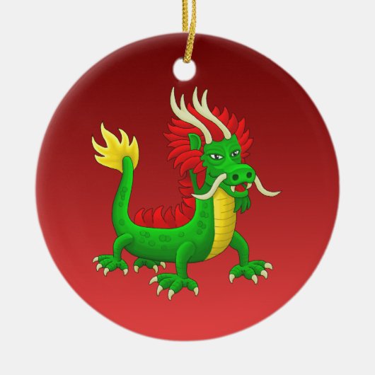 Farbiger handgezeichneter chinesischer Drache Keramik Ornament (Vorne)