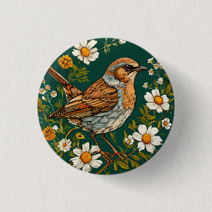 Farbiger Heckenbraunelle-Vogel zwischen blühenden Button