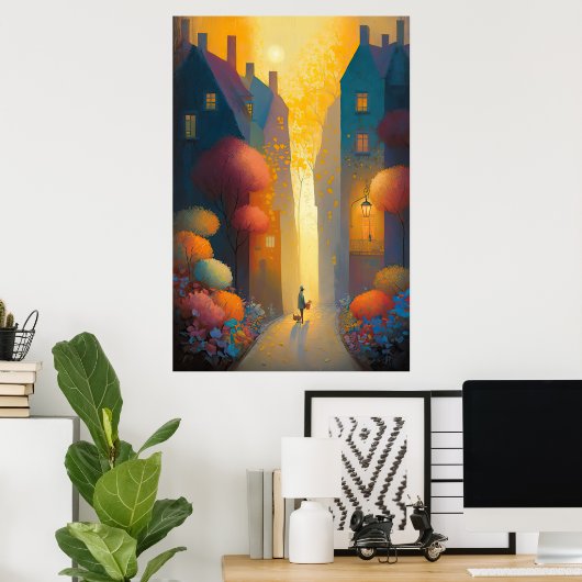 Farbiger Herbst in kleinen Dörfern Kunst, Dichtung Poster (Heimbüro)