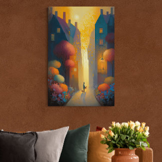 Farbiger Herbst in kleinen Dörfern Kunst, Dichtung Poster