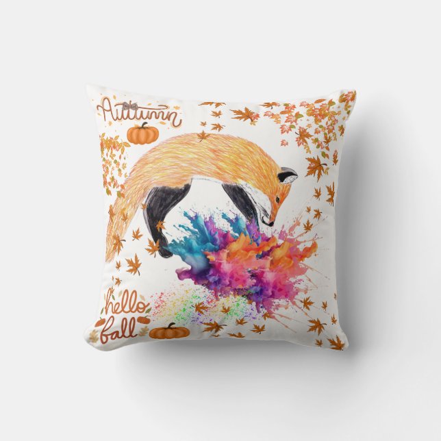 Farbiger Herbstfox Kissen (Vorderseite)