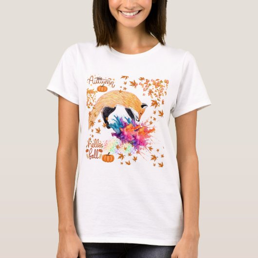 Farbiger Herbstfox T-Shirt (Vorderseite)