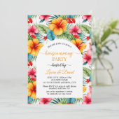 Farbiger Hibiskus Blumenhaus Party Einladung (Stehend Vorderseite)