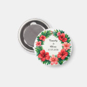 Farbiger Hibiskus Blumenrahmen Magnet (Vorderseite/Rückseite)