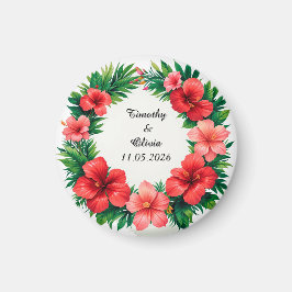 Farbiger Hibiskus Blumenrahmen Magnet