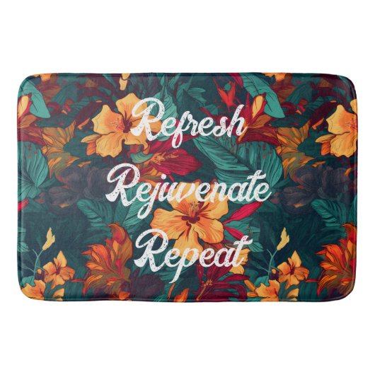 Farbiger Hibiskus, gelb-orange-grüne Blüte Badematte (Vorderseite)