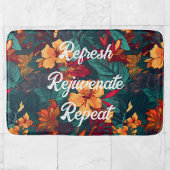 Farbiger Hibiskus, gelb-orange-grüne Blüte Badematte