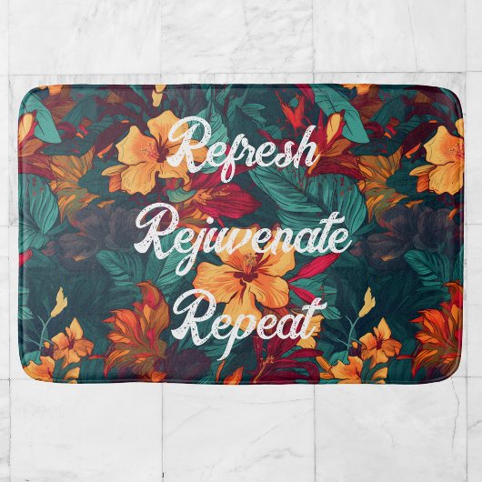 Farbiger Hibiskus, gelb-orange-grüne Blüte Badematte