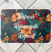 Farbiger Hibiskus, gelb-orange-grüne Blüte Badematte