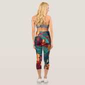 Farbiger Hibiskus, gelb-orange-grüne Blüte Capri Leggings (Rückseite)