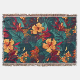 Farbiger Hibiskus, gelb-orange-grüne Blüte Decke