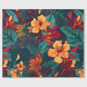 Farbiger Hibiskus, gelb-orange-grüne Blüte Geschenkpapier (Flach)