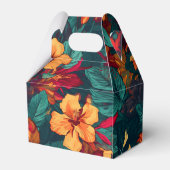 Farbiger Hibiskus, gelb-orange-grüne Blüte Geschenkschachtel (Rückseite)