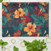 Farbiger Hibiskus, gelb-orange-grüne Blüte Geschirrtuch (Gefaltet)