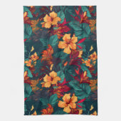 Farbiger Hibiskus, gelb-orange-grüne Blüte Geschirrtuch (Vertikal)