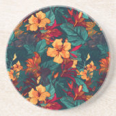 Farbiger Hibiskus, gelb-orange-grüne Blüte Getränkeuntersetzer (Vorne)