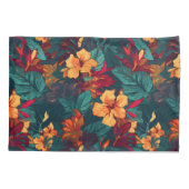 Farbiger Hibiskus, gelb-orange-grüne Blüte Kissenbezug (Rückseite)