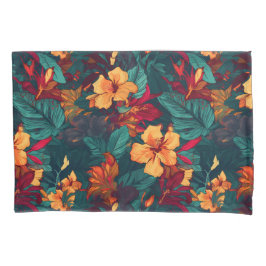 Farbiger Hibiskus, gelb-orange-grüne Blüte Kissenbezug