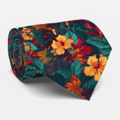 Farbiger Hibiskus, gelb-orange-grüne Blüte Krawatte (Gerollt)