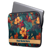 Farbiger Hibiskus, gelb-orange-grüne Blüte Laptopschutzhülle (Vorderseite Links)