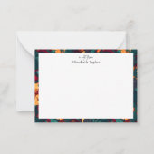 Farbiger Hibiskus, gelb-orange-grüne Blüte Mitteilungskarte (Vorderseite)