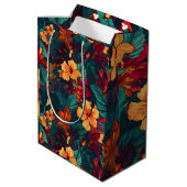 Farbiger Hibiskus, gelb-orange-grüne Blüte Mittlere Geschenktüte (Rückseite Schrägansicht)