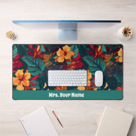 Farbiger Hibiskus, gelb-orange-grüne Blüte Schreibtischunterlage