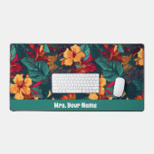 Farbiger Hibiskus, gelb-orange-grüne Blüte Schreibtischunterlage (Tastatur & Maus)