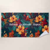 Farbiger Hibiskus, gelb-orange-grüne Blüte Strandtuch (Vorderseite)