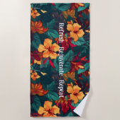 Farbiger Hibiskus, gelb-orange-grüne Blüte Strandtuch (Vorderseite)