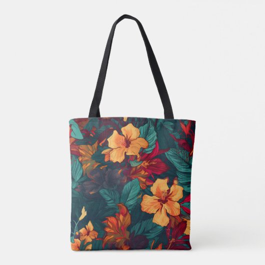 Farbiger Hibiskus, gelb-orange-grüne Blüte Tasche (Rückseite)