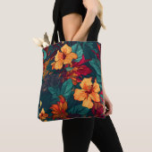 Farbiger Hibiskus, gelb-orange-grüne Blüte Tasche (Von Nahem)